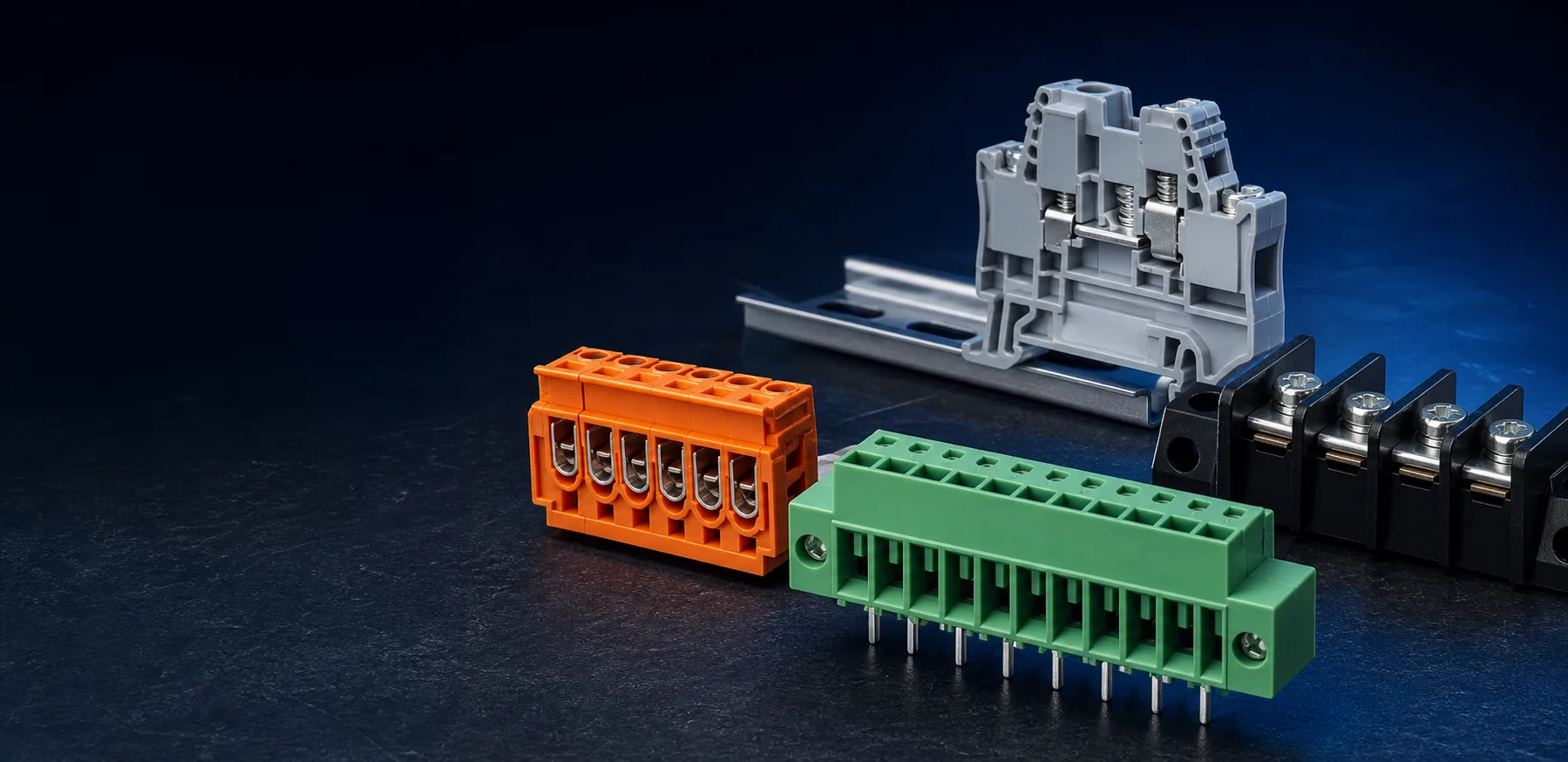 Assorted PCB terminal block connection families